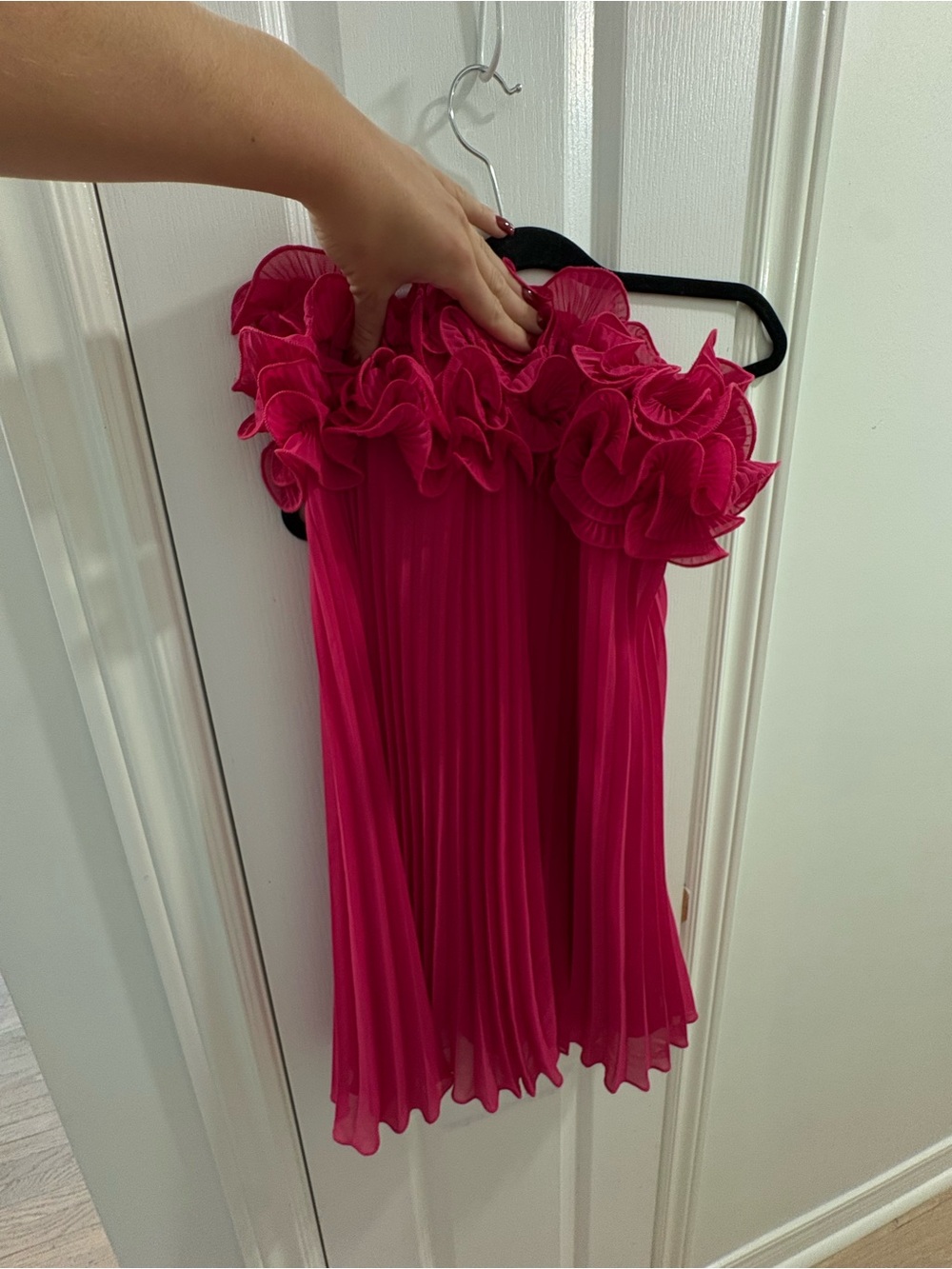 Commense Hot Pink Ruffle Pleated Camisole